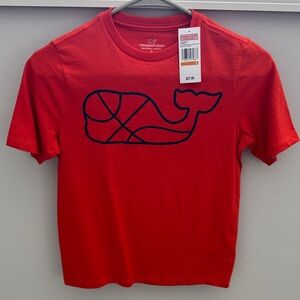 Vineyard Vines Red Tee with Navy Whale